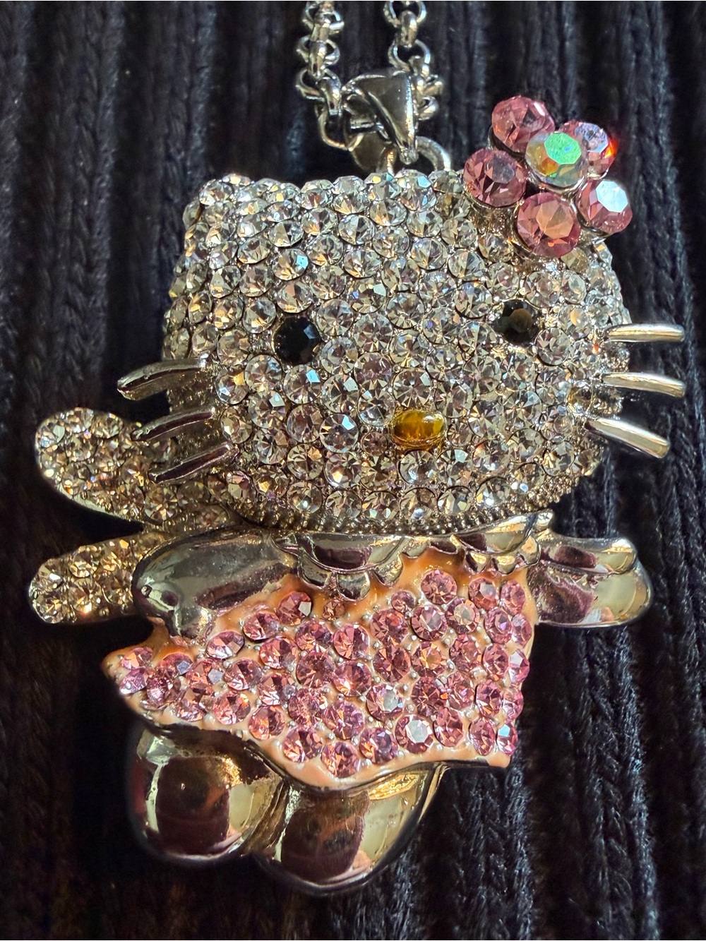 Hello Kitty Angel Pendant Necklace - Pink & Silver